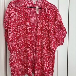 Victoria's Secret Red and White Patterned Blouse